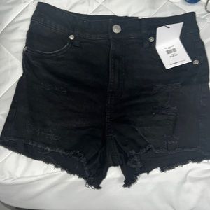 NWT black high rise denim shorts